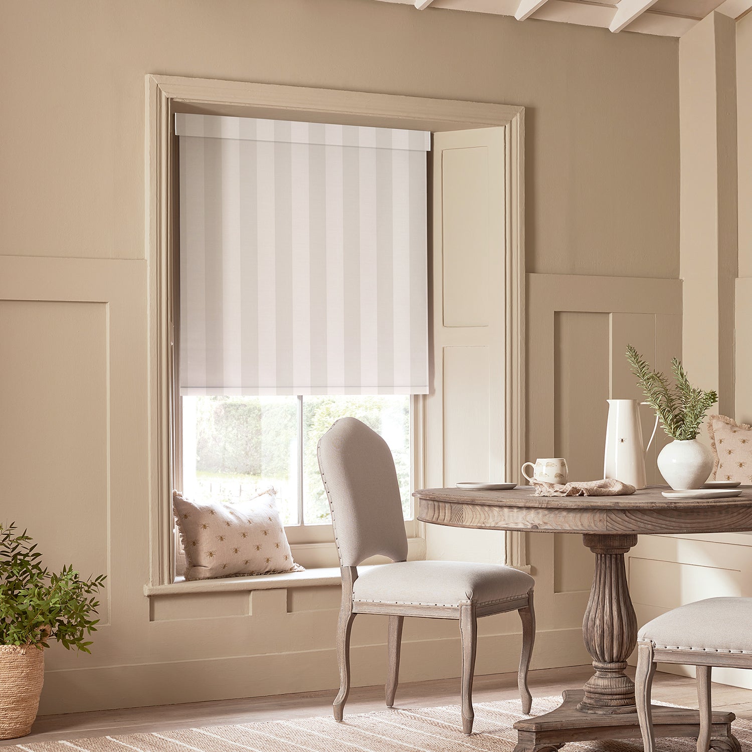 Witham Off White Stripe Made to Measure Roller Blind