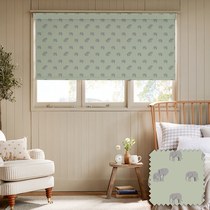 Elephant Sage Green Made to Measure Roller Blind