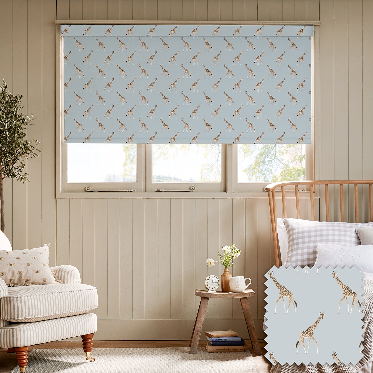 Giraffe Duck Egg Made to Measure Roller Blind