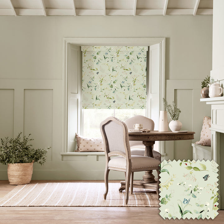 Wild Floral Soft Green Made to Measure Roller Blind