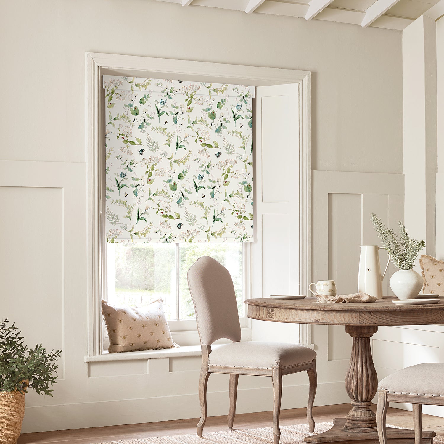 Wild Floral White Made to Measure Roller Blind