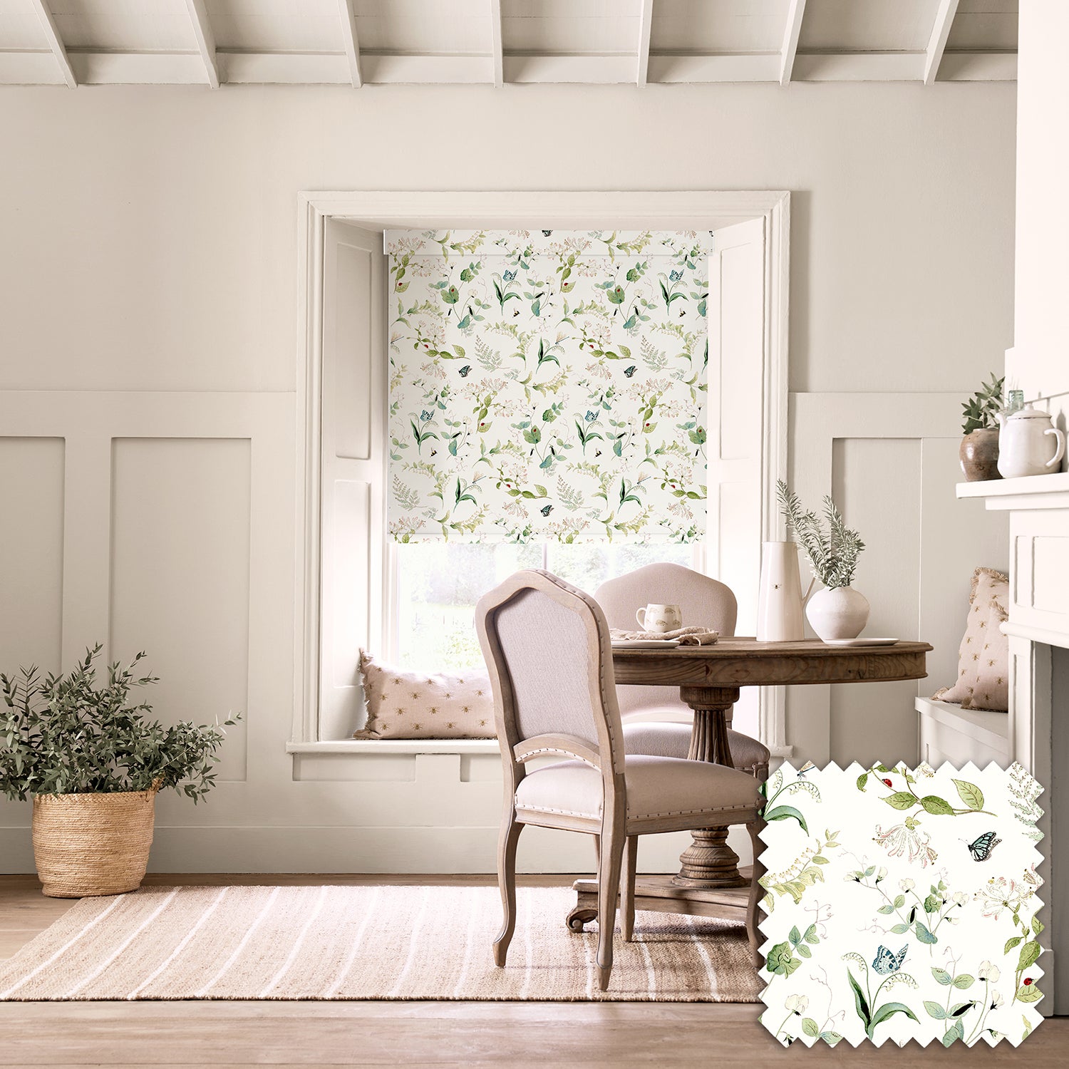 Wild Floral White Made to Measure Roller Blind
