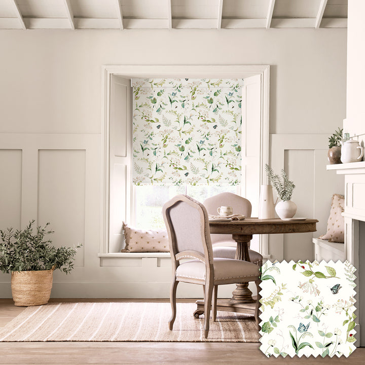 Wild Floral White Made to Measure Roller Blind