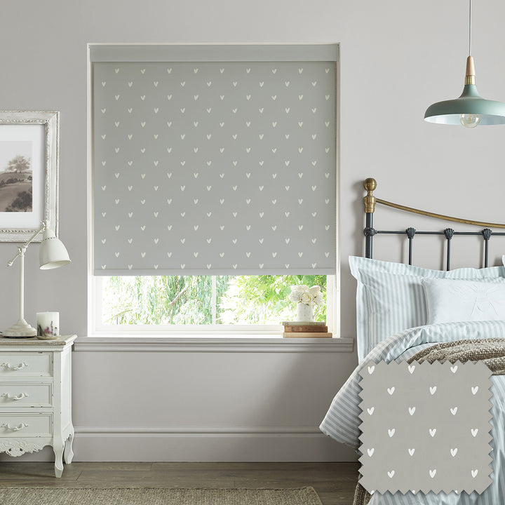 Hearts Grey Made to Measure Roller Blind