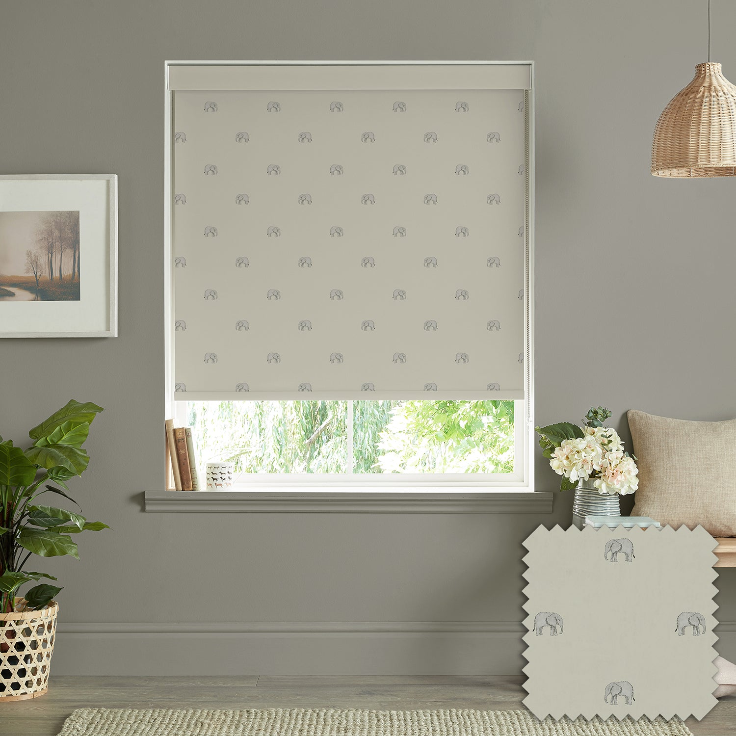 Elephant Linen Made to Measure Roller Blind