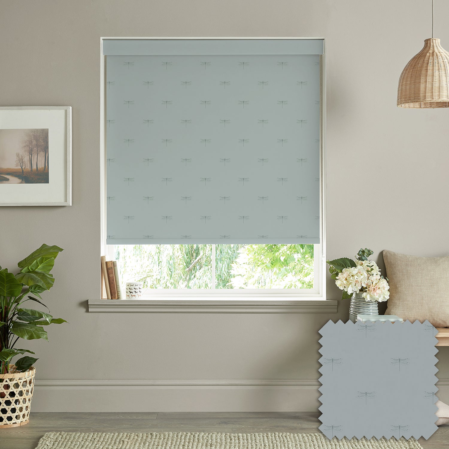 Dragonfly Teal Made to Measure Roller Blind