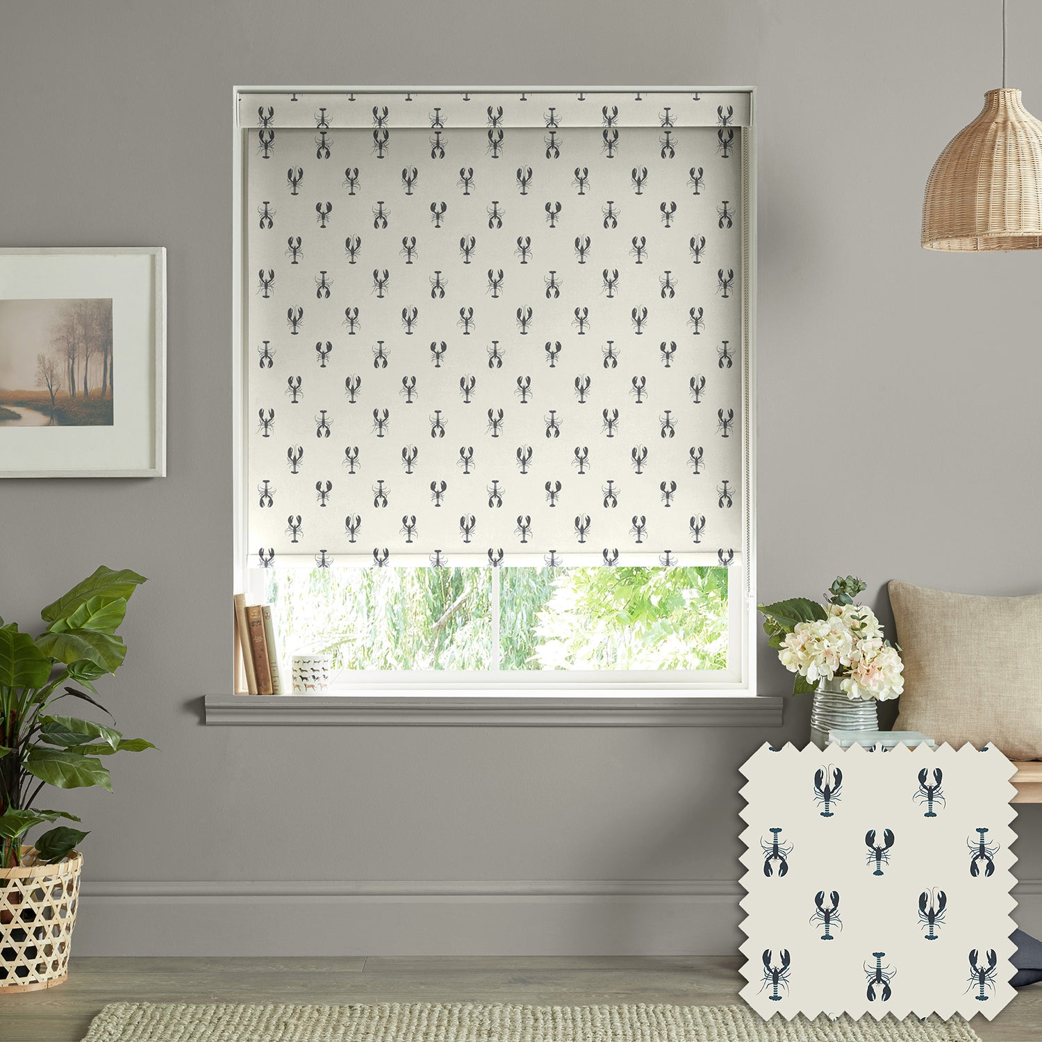 Lobster White Made to Measure Roller Blind by Sophie Allport