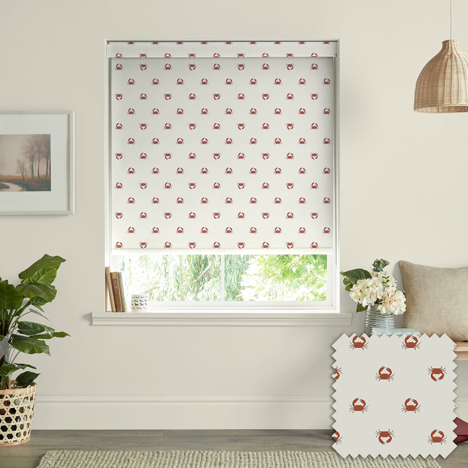 Crab White Made to Measure Roller Blind by Sophie Allport