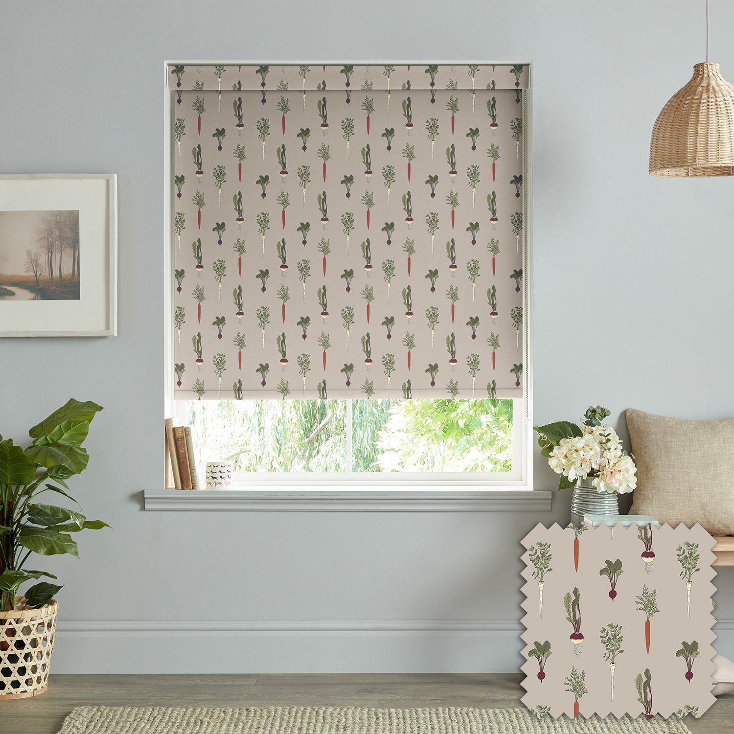 Homegrown Grey Made to Measure Roller Blind by Sophie Allport