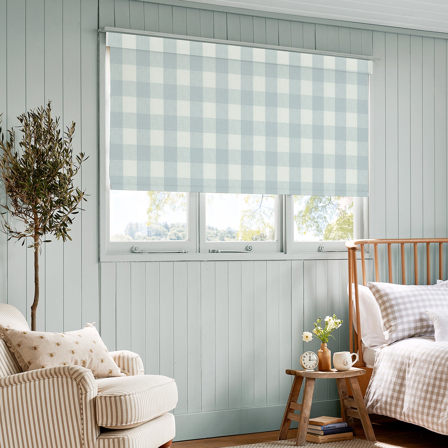 Pale Blue Gingham Made to Measure Roller Blind