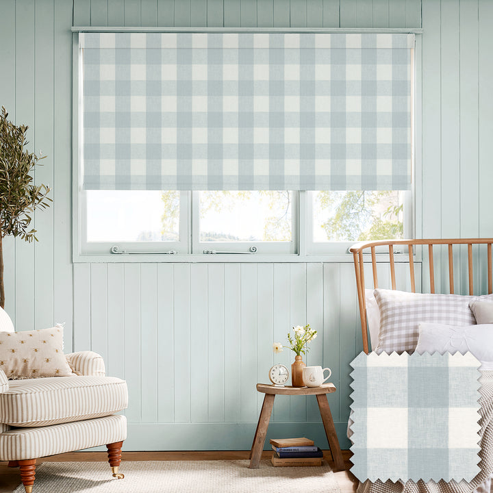 Pale Blue Gingham Made to Measure Roller Blind