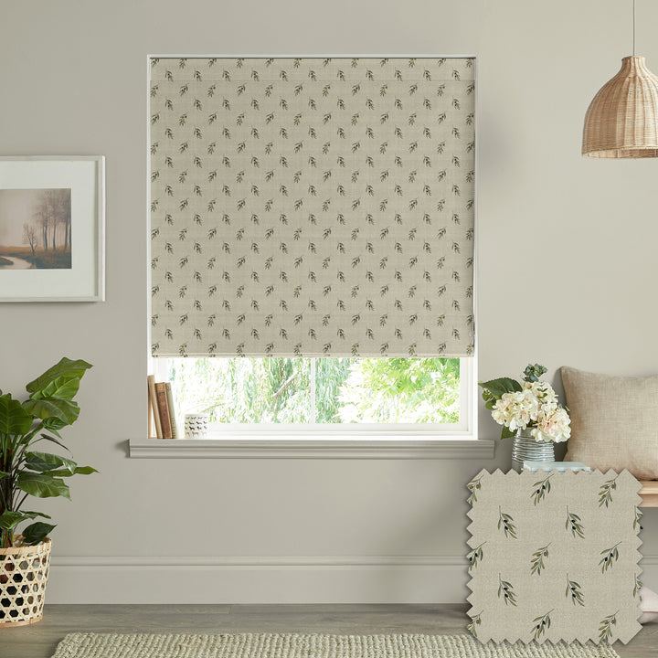 Olive Linen Made to Measure Roman Blind by Sophie Allport