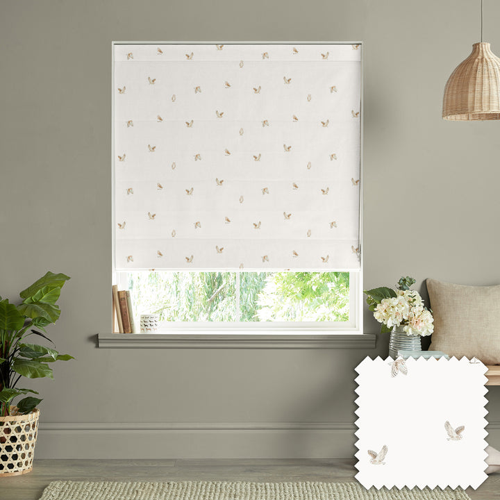 Owls Off White Made to Measure Roman Blind by Sophie Allport