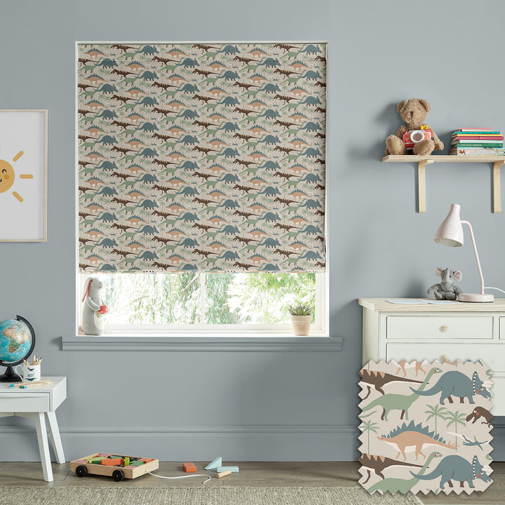 Dinosaur Camouflage Khaki Made to Measure Roman Blind by Sophie Allport
