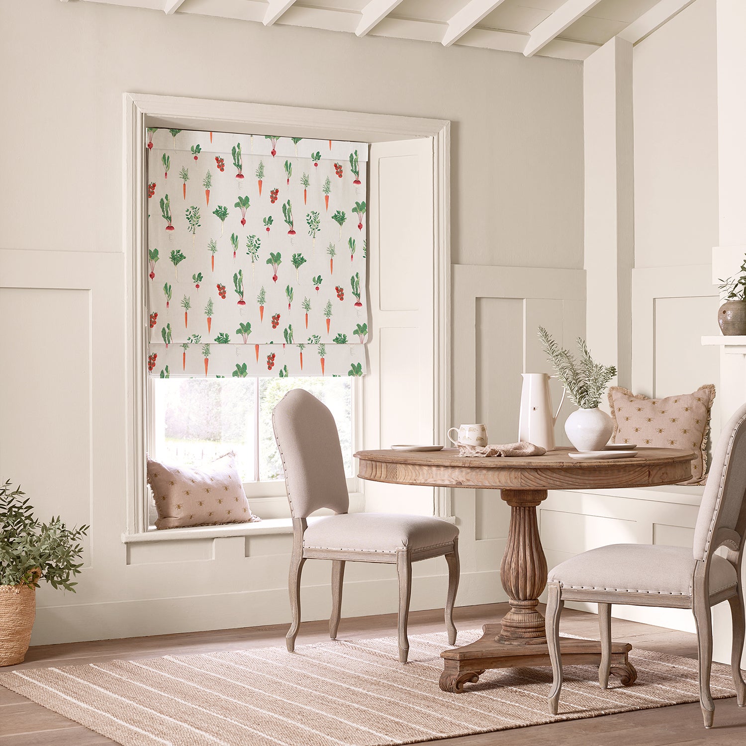 Garden Vegetables Cream Made to Measure Roman Blind
