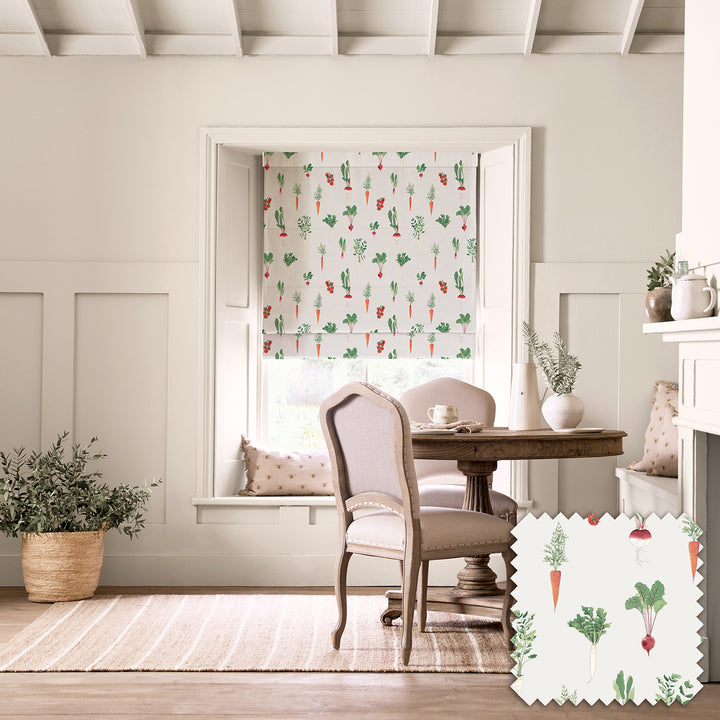 Garden Vegetables Cream Made to Measure Roman Blind