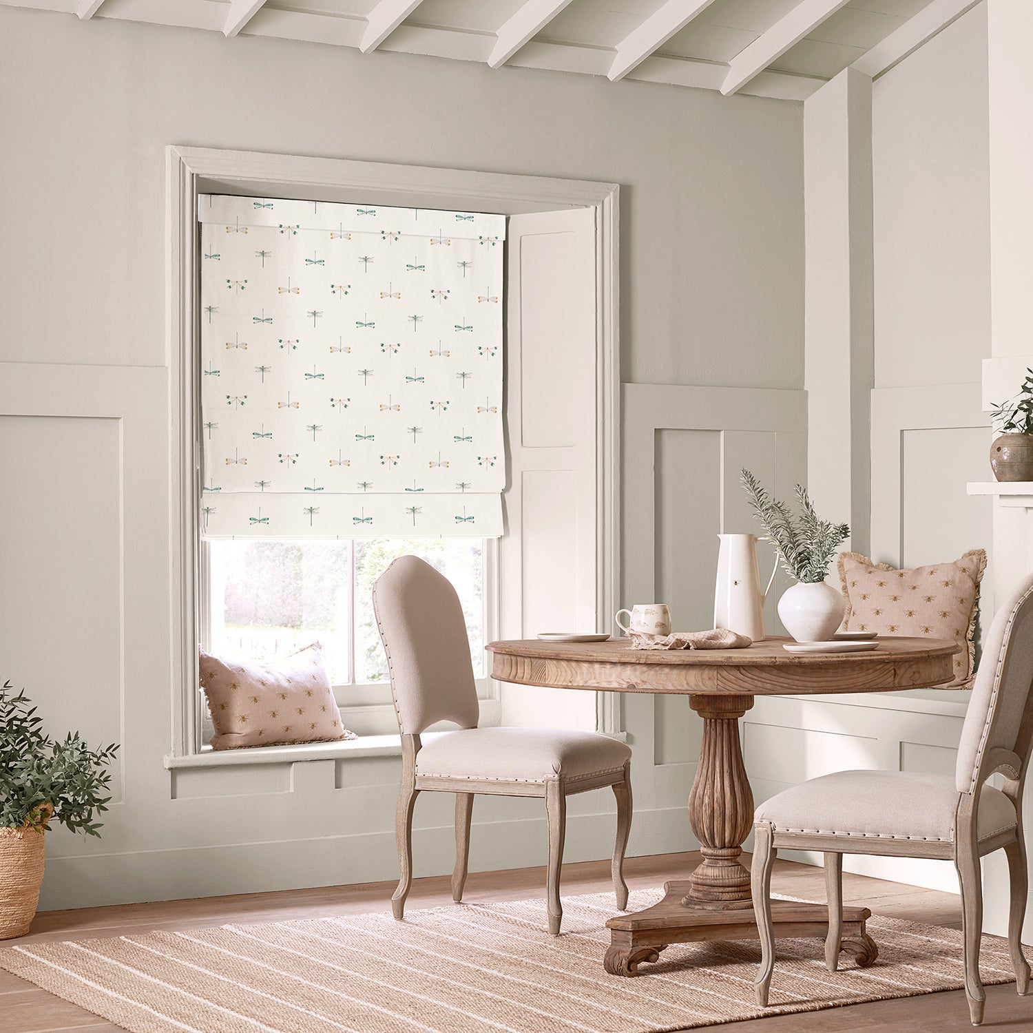 Watercolour Dragonfly White Made to Measure Roman Blind