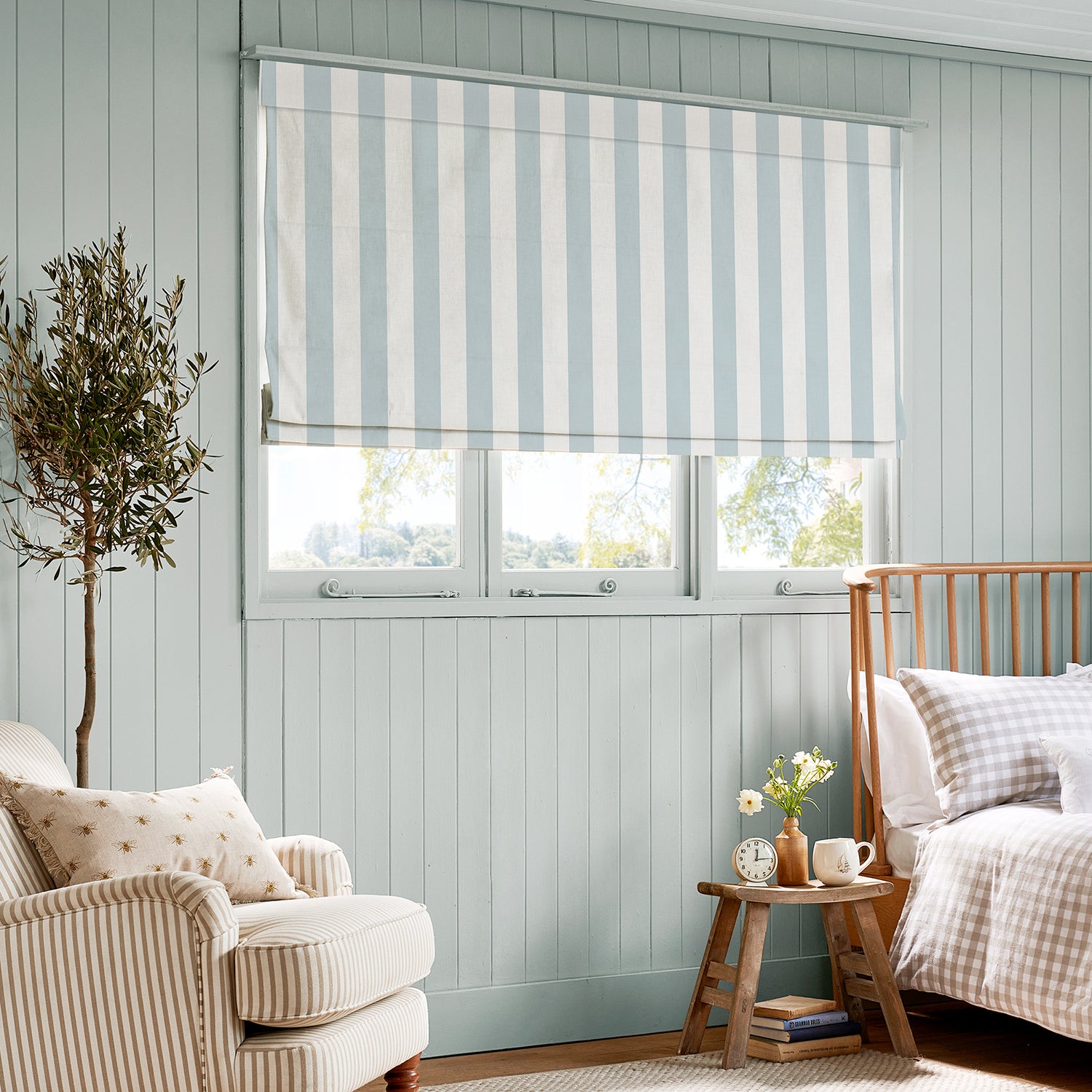 Witham Blue Stripe Made to Measure Roman Blind