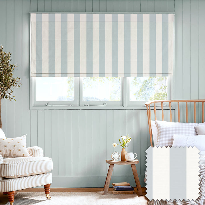 Witham Blue Stripe Made to Measure Roman Blind