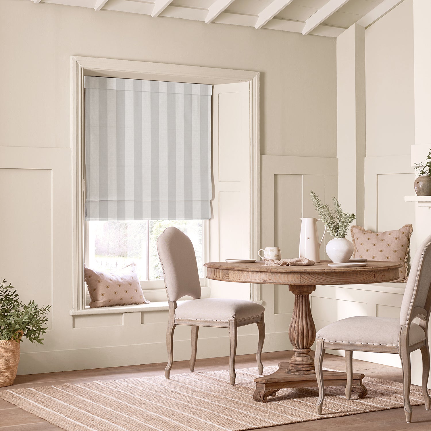Witham Grey Stripe Made to Measure Roman Blind