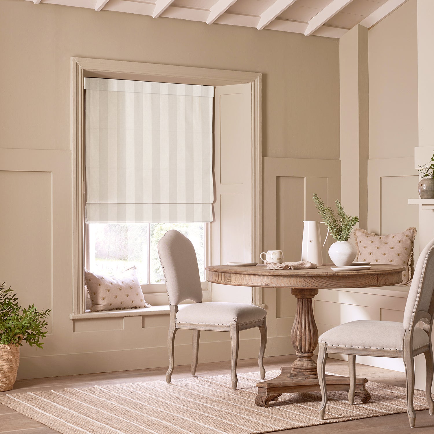 Witham Off White Stripe Made to Measure Roman Blind