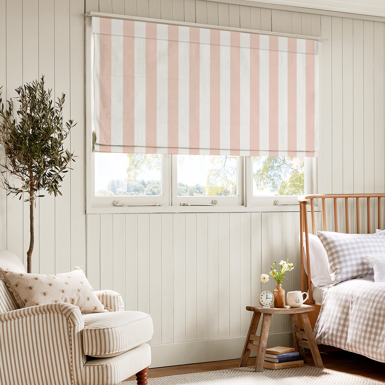 Witham Pink Stripe Made to Measure Roman Blind