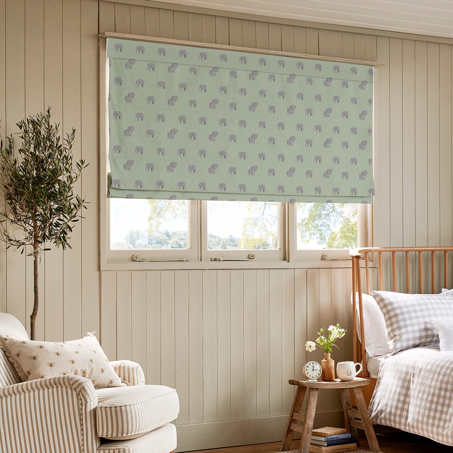Elephant Sage Green Made to Measure Roman Blind