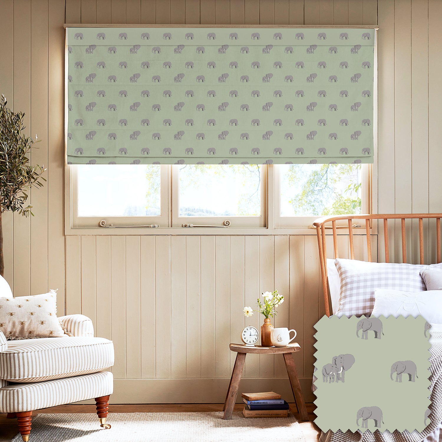 Elephant Sage Green Made to Measure Roman Blind
