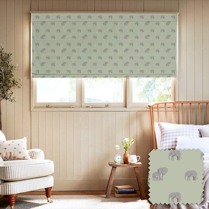 Elephant Sage Green Made to Measure Roman Blind
