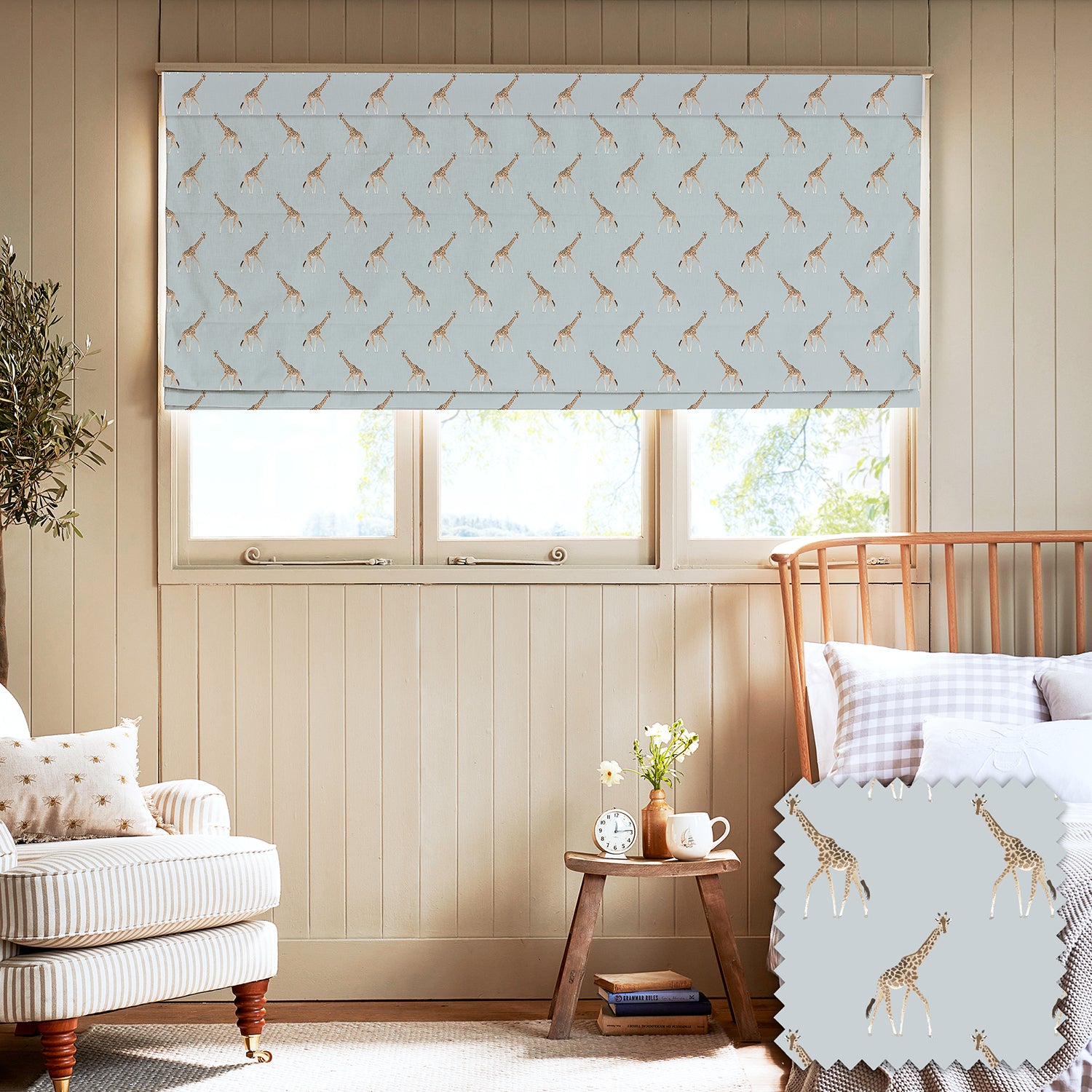 Giraffe Duck Egg Made to Measure Roman Blind