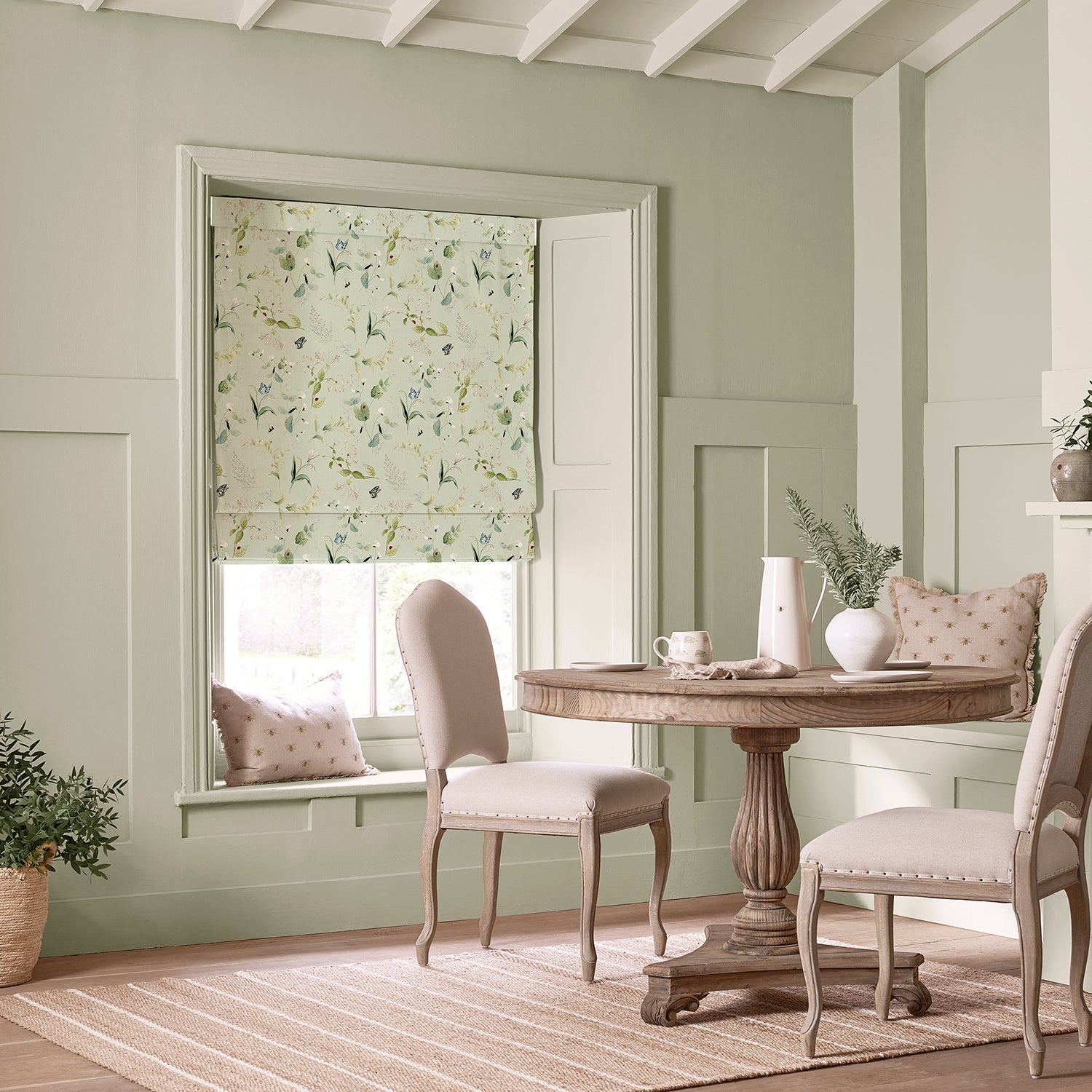 Wild Floral Soft Green Made to Measure Roman Blind
