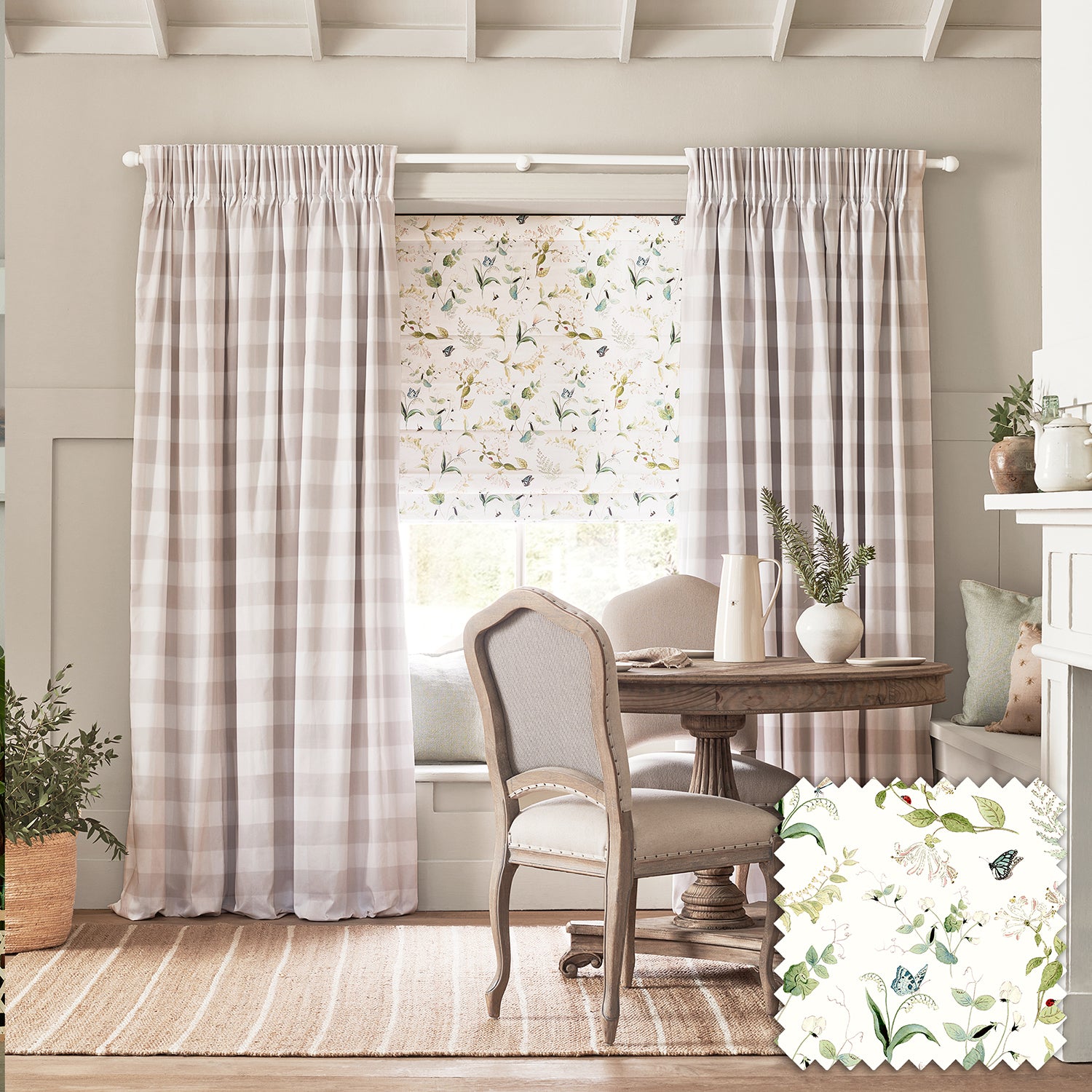 Wild Floral White Made to Measure Roman Blind