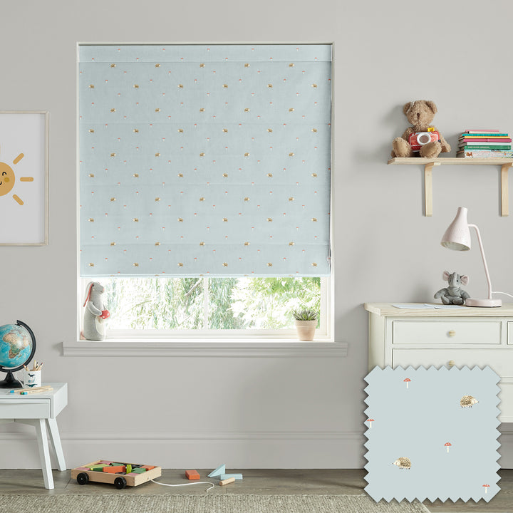 Hedgehogs Blue Made to Measure Roman Blind by Sophie Allport