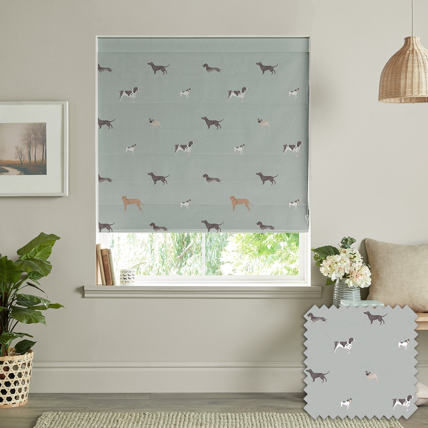 Woof Sage Made to Measure Roman Blind