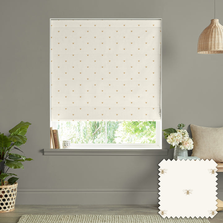 Golden Bees Off White Made to Measure Roman Blind by Sophie Allport