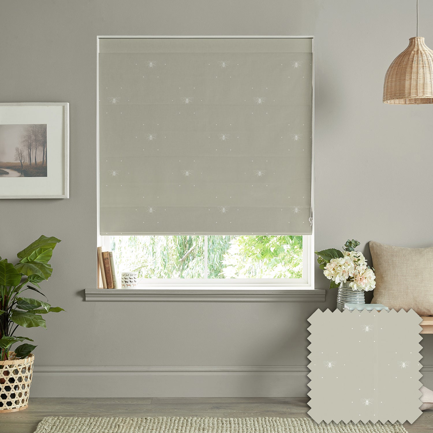 Bees Sand Made to Measure Roman Blind