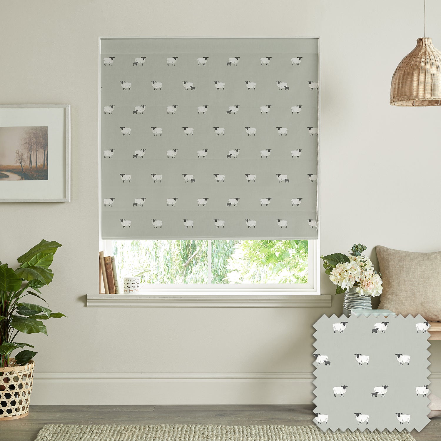 Sheep Pebble Made to Measure Roman Blind