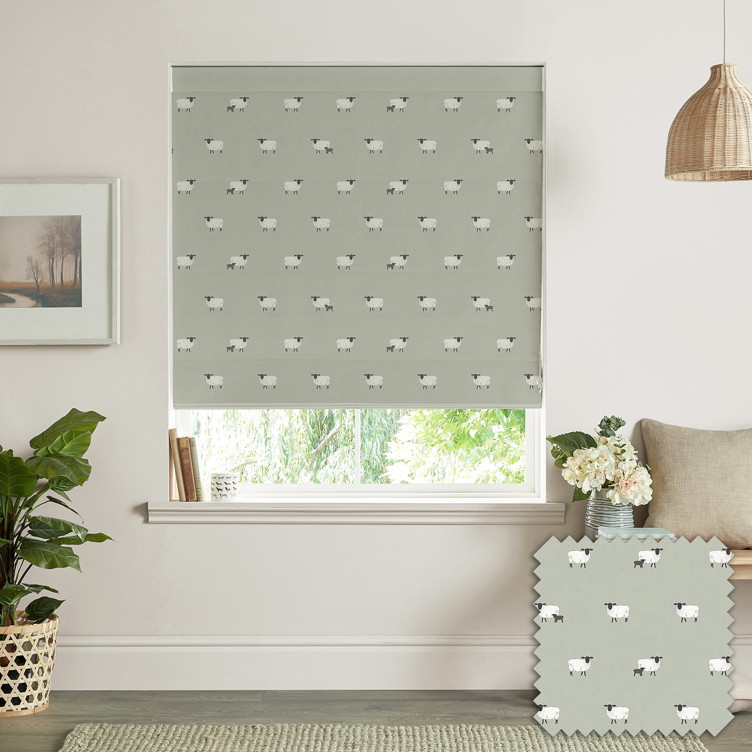Sheep Sage Made to Measure Roman Blind