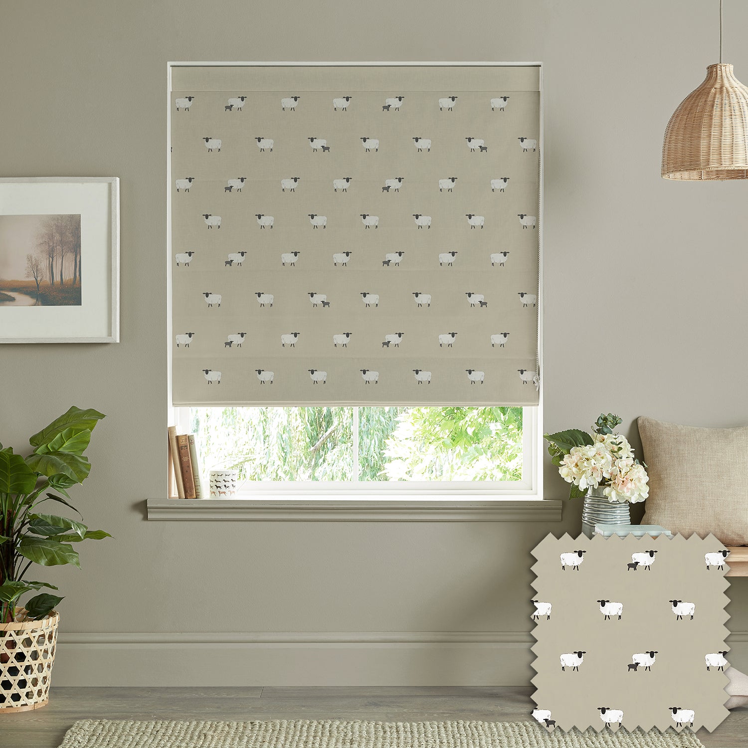 Sheep Sand Made to Measure Roman Blind