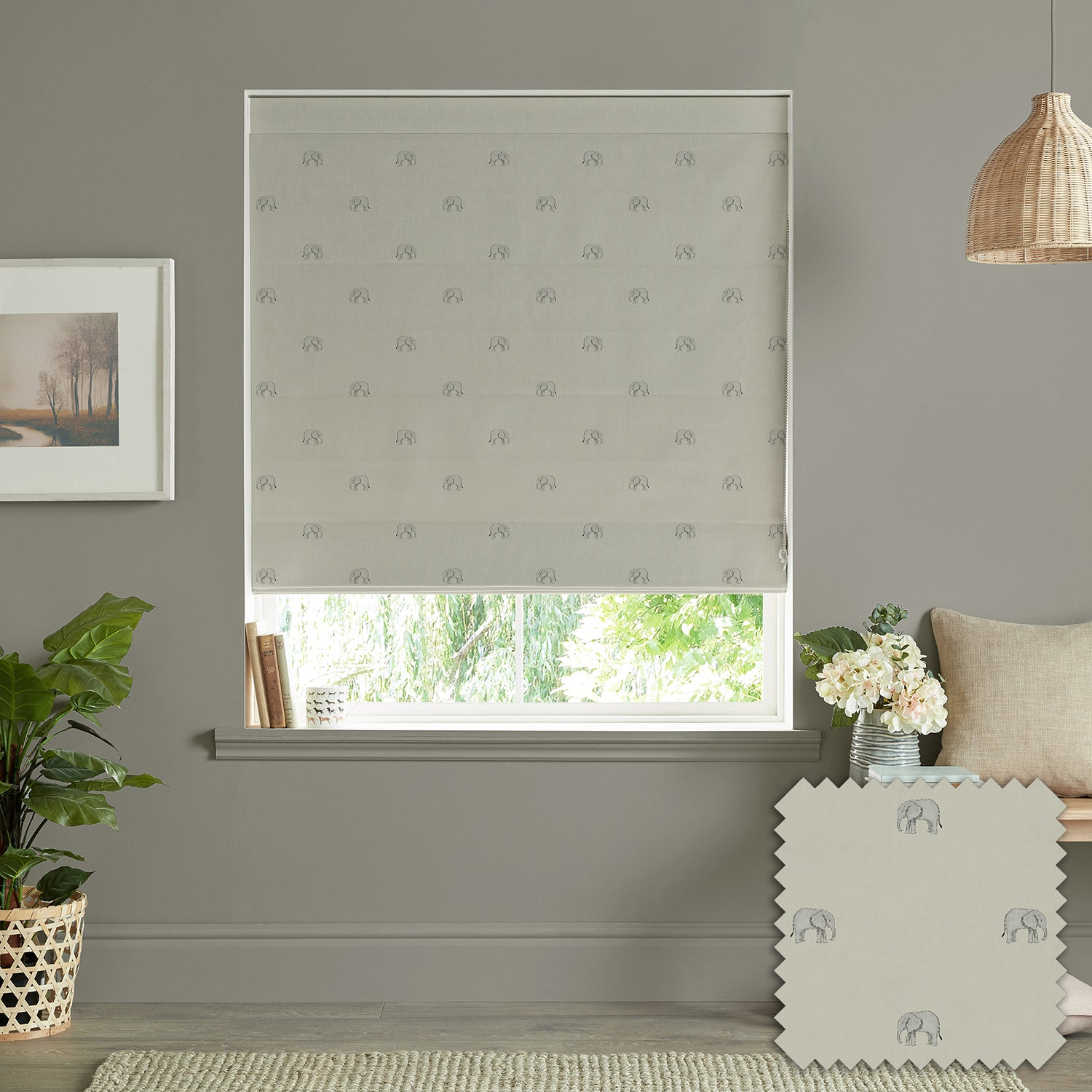 Elephant Linen Made to Measure Roman Blind