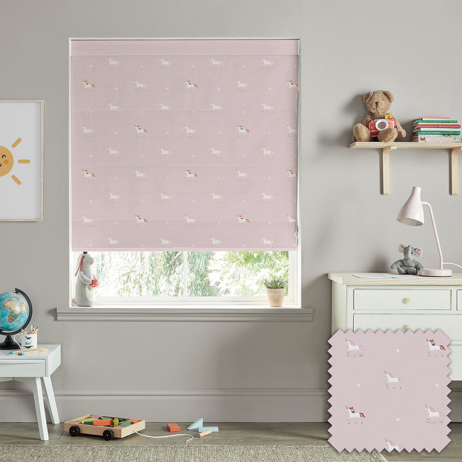 Unicorn Soft Pink Made to Measure Roman Blind