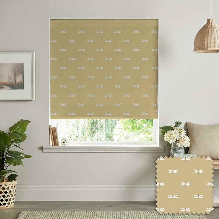 Dragonfly Deep Mustard Made to Measure Roman Blind