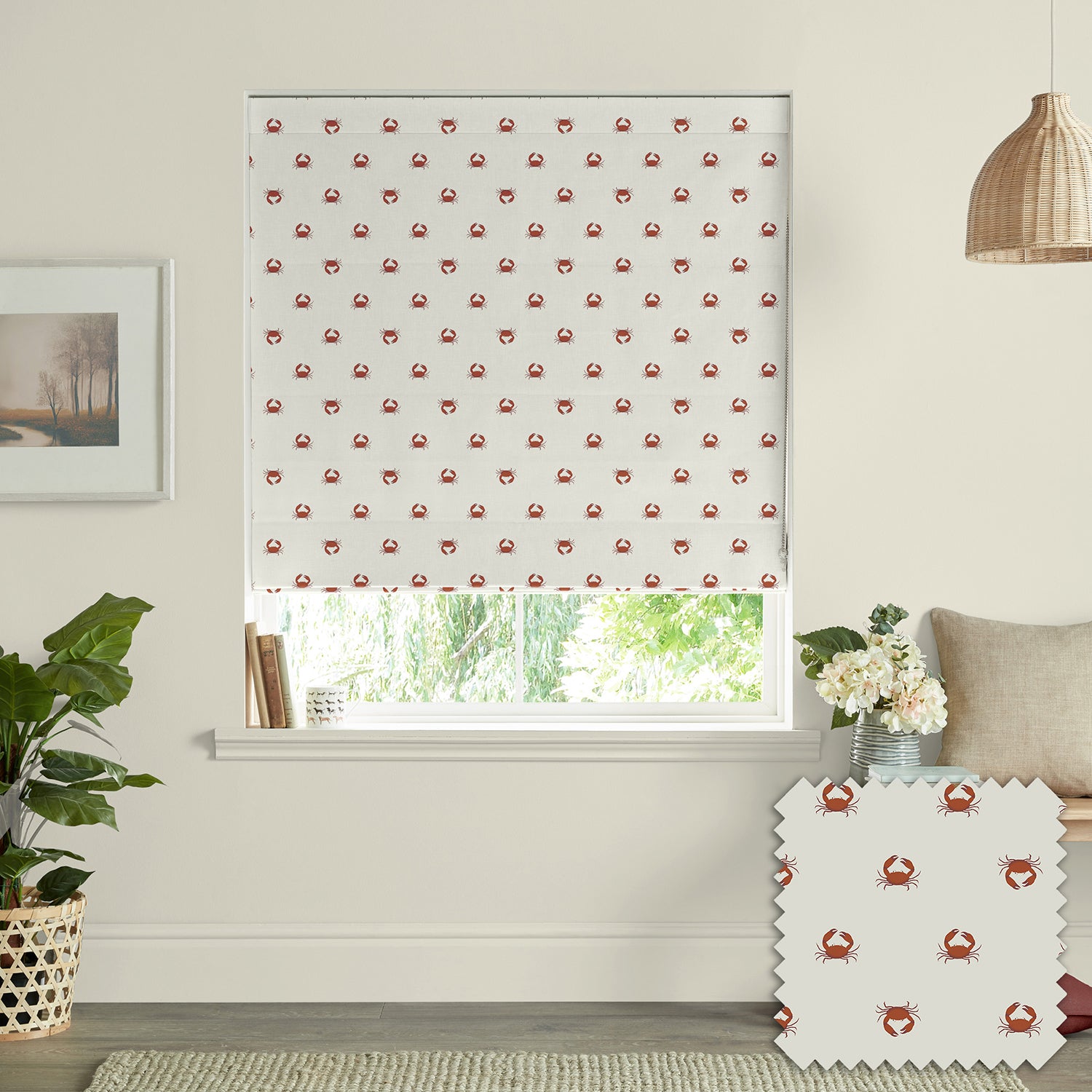 Crab White Made to Measure Roman Blind by Sophie Allport