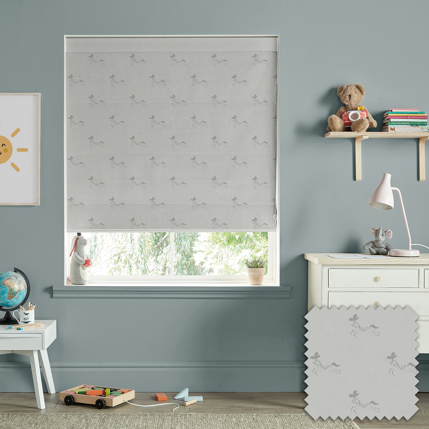 Fairground Ponies Warm Grey Made to Measure Roman Blind