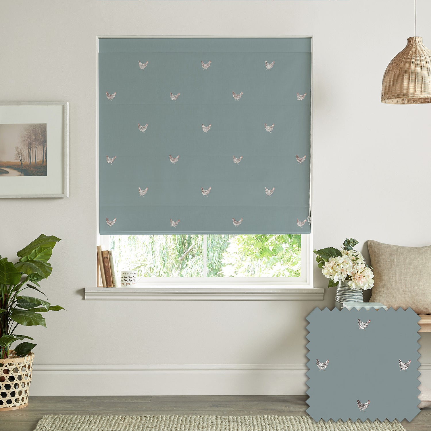Chicken Deep Duck Egg Made to Measure Roman Blind