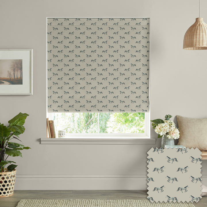 Horse Grey Made to Measure Roman Blind by Sophie Allport