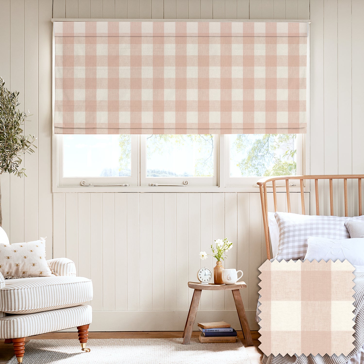 Pink Gingham Made to Measure Roman Blind