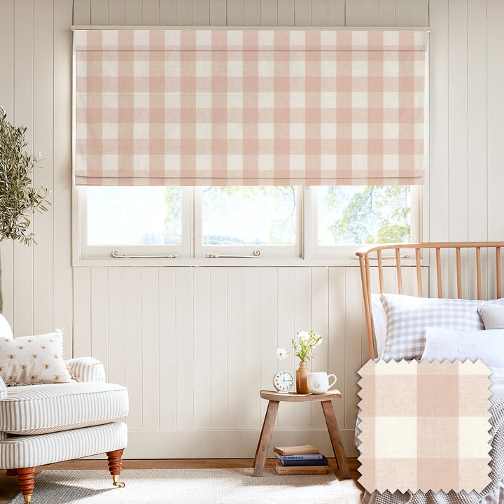 Pink Gingham Made to Measure Roman Blind