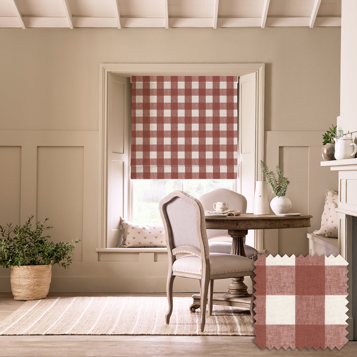 Rustic Red Gingham Made to Measure Roman Blind