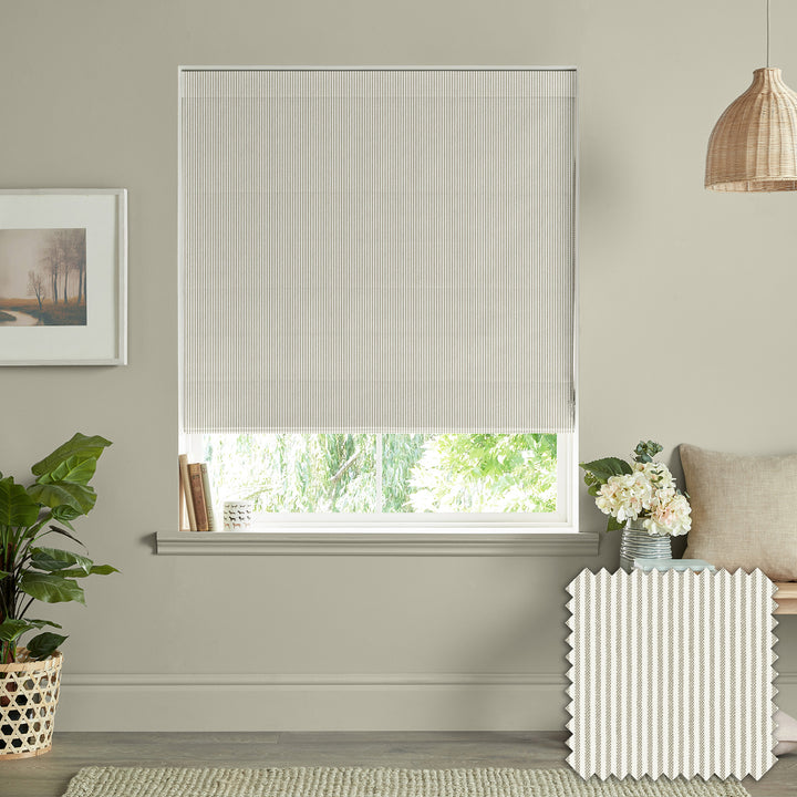 Stamford Stripe Natural Made to Measure Roman Blind by Sophie Allport